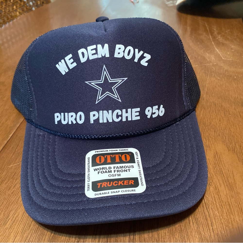 OTTO Navy Blue Trucker Hat with Star and Text Puro Pinche 956